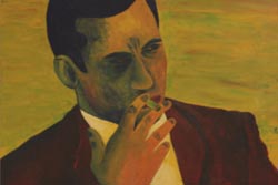 Portrait of Don Draper, in acrylic on wood, by Tierney McDonald of Minnehaha Academy.