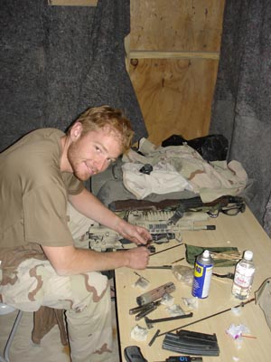 Faas relaxes during a break while serving in Afghanistan.